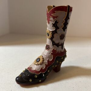 Sarna Annie Oakly Collectible Designer Cowboy Boot Figurine Western Rhinestones
